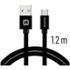 Swissten Textile USB / micro USB 1,2 m černý