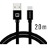 Swissten Textile USB / USB-C 2,0 m černý