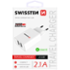 Swissten síťový adaptér Smart IC 2x USB 2,1A, bílá