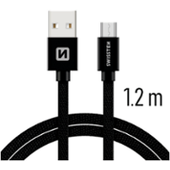 Swissten Textile USB / micro USB 1,2 m černý