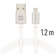 Swissten Textile USB / Lightning 1,2 m stříbrný