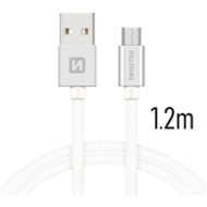 Swissten Textile USB / MICRO USB, stříbrný