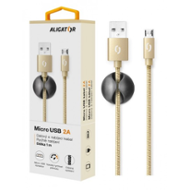 Aligator datový kabel PREMIUM 2A, Micro USB zlatý