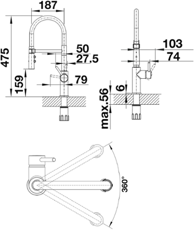 Blanco Catris-S Flexo Černá matná