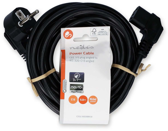 Nedis CEGL10020BK50 230V 5m uhlový černý