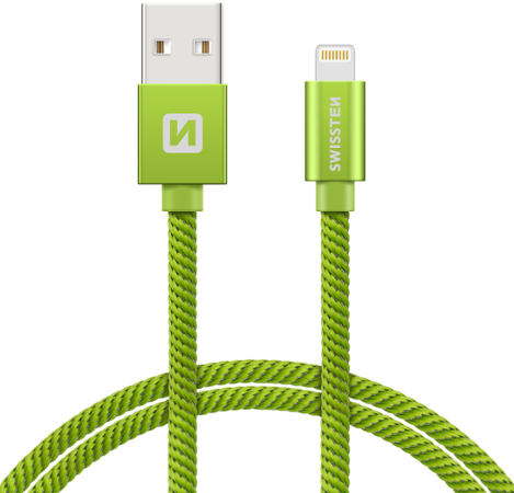 Swissten Textile USB / Lightning 1,2 m zelený