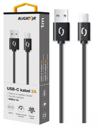 Aligator datový kabel 2A USB-C 1m, černý