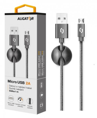 Aligator datový kabel PREMIUM 2A, Micro USB černý