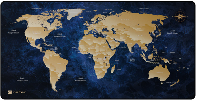 Maxi podložka pod myš Natec WORLD, 80x40cm, modrá