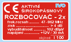 Rozbočovač aktivní 2x (1-69K) + zdroj