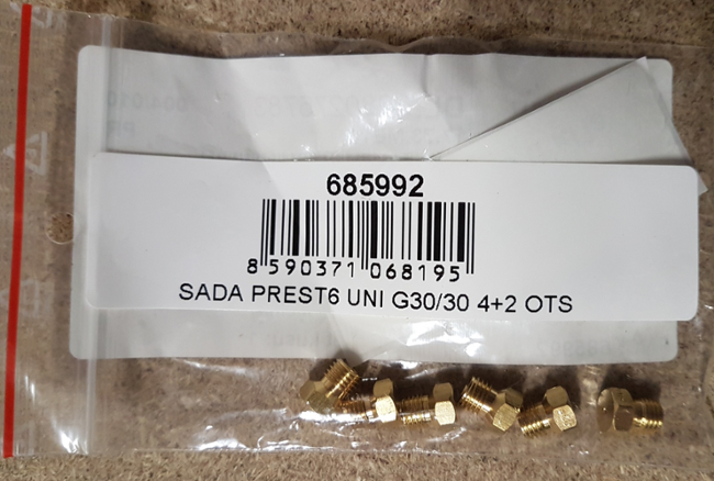 Sada trysek na PB TR 2017 UNI Mora/PREST6 UNI G30/30 4+2 OTS 