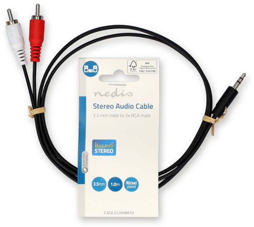 Nedis CAGL22200BK10 Stereo 3,5MM JACK - 2X RCA 1 m