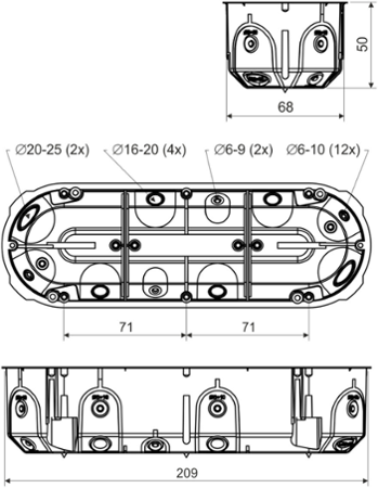 Krabice přístrojová do dutých stěn KPL 64-50/3LD