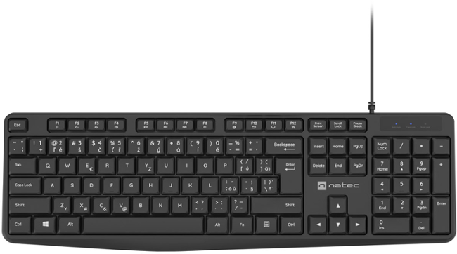 Natec klávesnice Nautilus 2/Drátová USB/CZ-SK layout/Černá