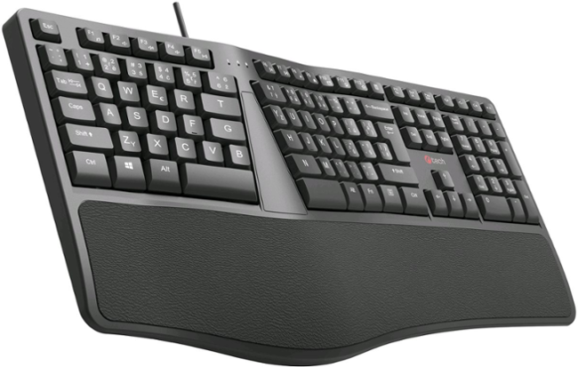 Klávesnice C-TECH KB-113E USB, ERGO, černá, CZ/SK