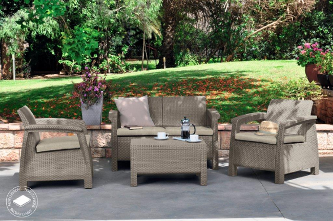 Keter Corfu set dvousedačka + dvě křesla + stůl cappuccino