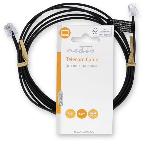 Nedis TCGL90200BK20 RJ11 2m black