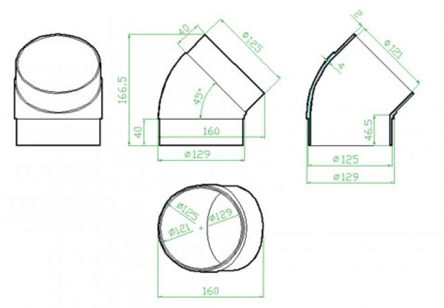 Faber Koleno kulaté 45° 87.591