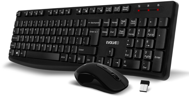 EVOLVEO K1050, tichý set bezdr. klávesnice a