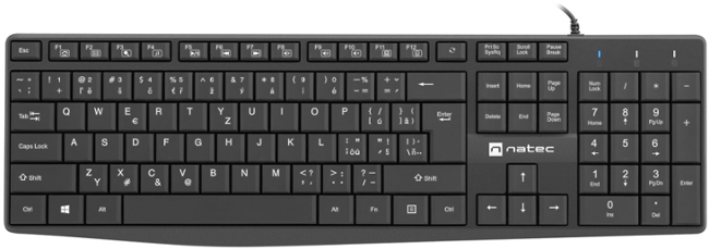Natec klávesnice Nautilus 2/Drátová USB/CZ-SK layout/Černá