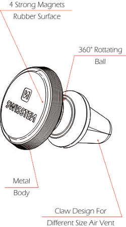 Swissten S-GRIP AV-M9 černo-stříbrný