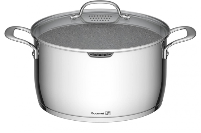 G21 Gourmet Miracle s cedníkem, 4 díly, nerez/greblon