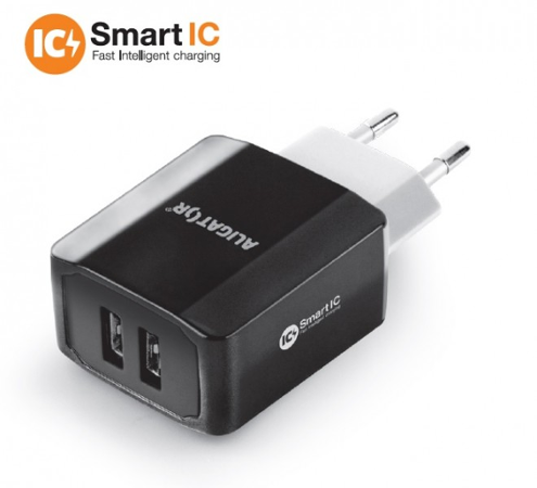 Aligator 3.4A, 2xUSB, smart IC, černá