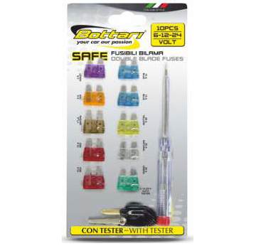 Bottari pojistky nožové 10ks + zkoušečka