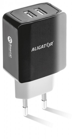 Aligator USB-C 2x USB výstup, 3.4A, smart IC, černá
