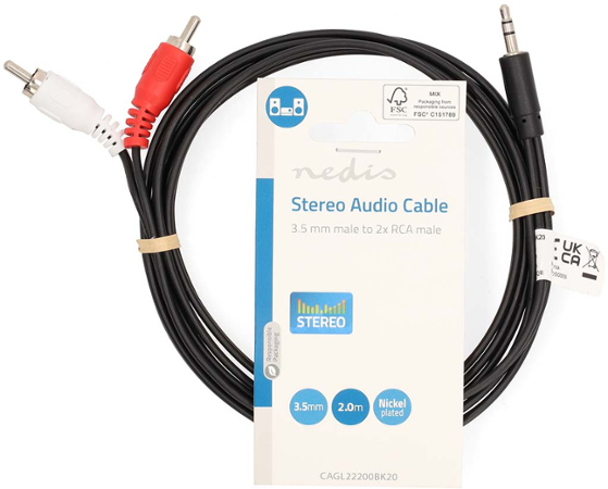 Nedis CAGL22200BK20 Stereo 3,5MM JACK - 2X RCA 2 m