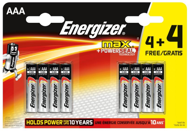 Energizer max mikrotužka AAA 4+4 KS EU009