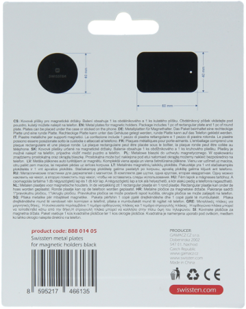 Swissten set lepící štítek a podložka k magnet. držákům (88801405)