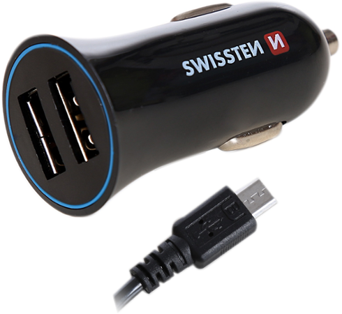 Swissten CL adaptér 2,4A POWER 2x USB + kabel USB-C