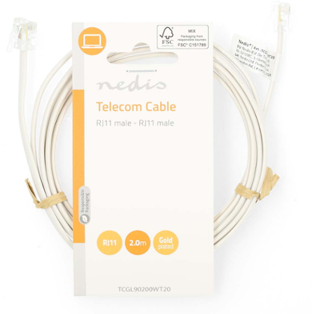 Nedis TCGL90200WT20 RJ11 2m white
