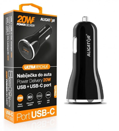 Aligator Power Delivery 20W, USB-C + USB-A (CHPD0005)