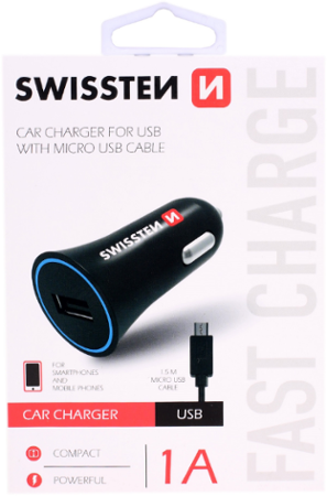 Swissten nabíječka CL 1A adapter + kabel micro USB