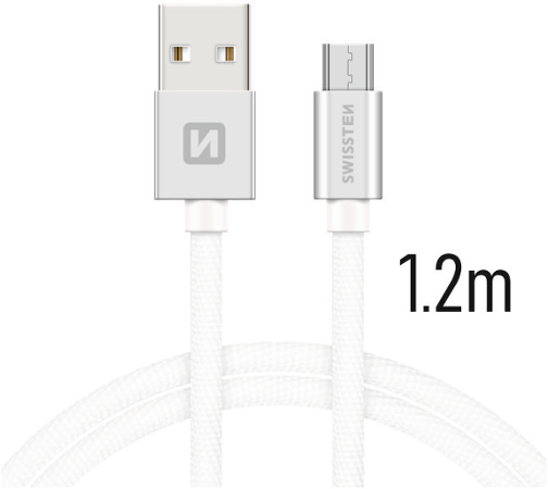Swissten Textile USB / MICRO USB, stříbrný