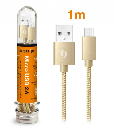 Aligator TUBA 2A, Micro USB zlatý DAKT009