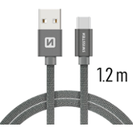 Swissten Textile USB / USB-C 1,2 m šedý